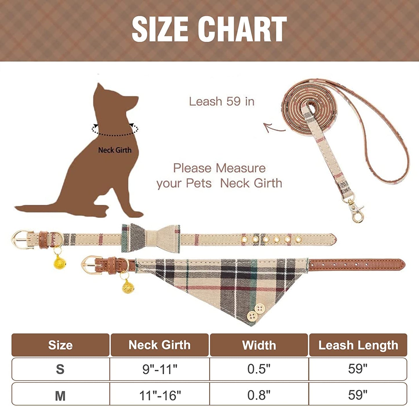 White Bow/Bandana Collar & Leash Set