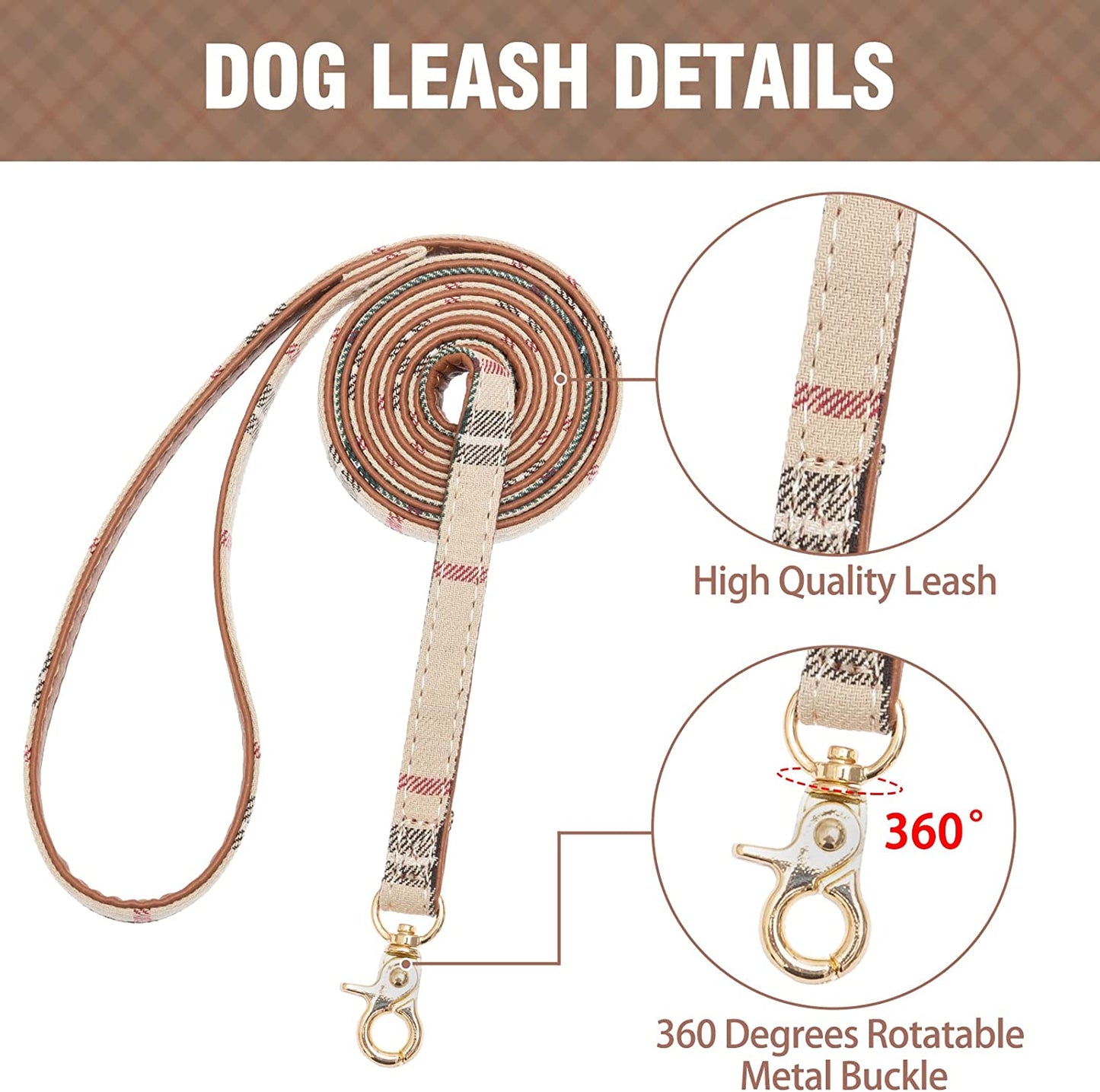 White Bow/Bandana Collar & Leash Set